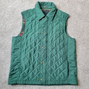 J. McLaughlin green plaid quilted men vest M